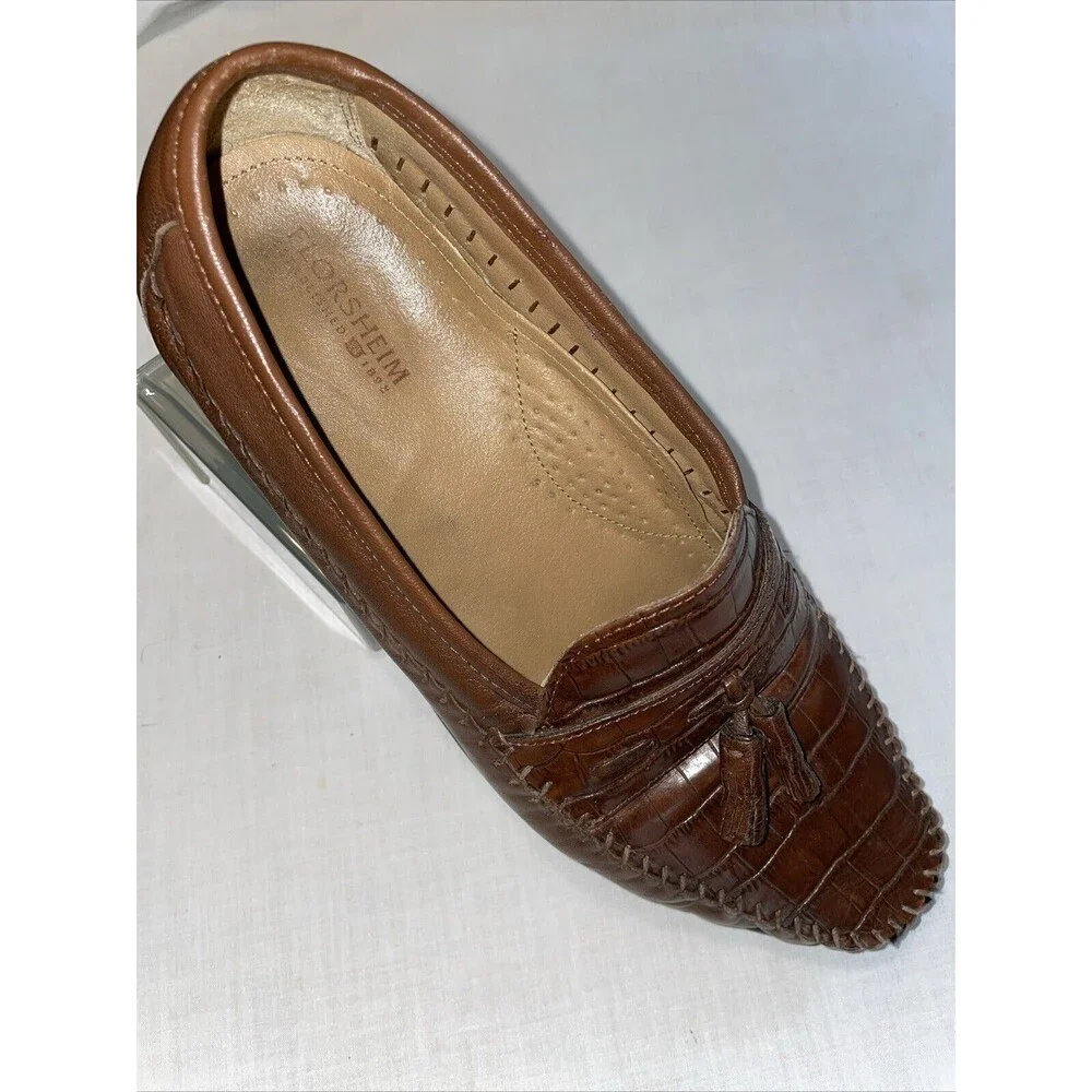 Florsheim Men’s Dressy Loafers Sz 9.5 M Brown Leather Faux Gator Business Formal